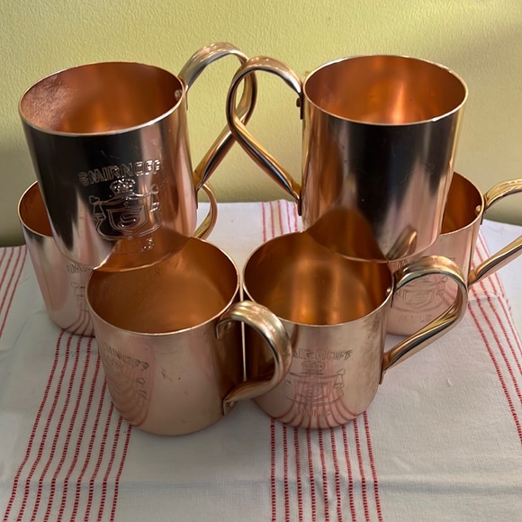 Smirnoff Copper Mule Mugs, Vintage 1960s Anodized Aluminum Vodka Cocktail Mugs - Picture 2 of 6